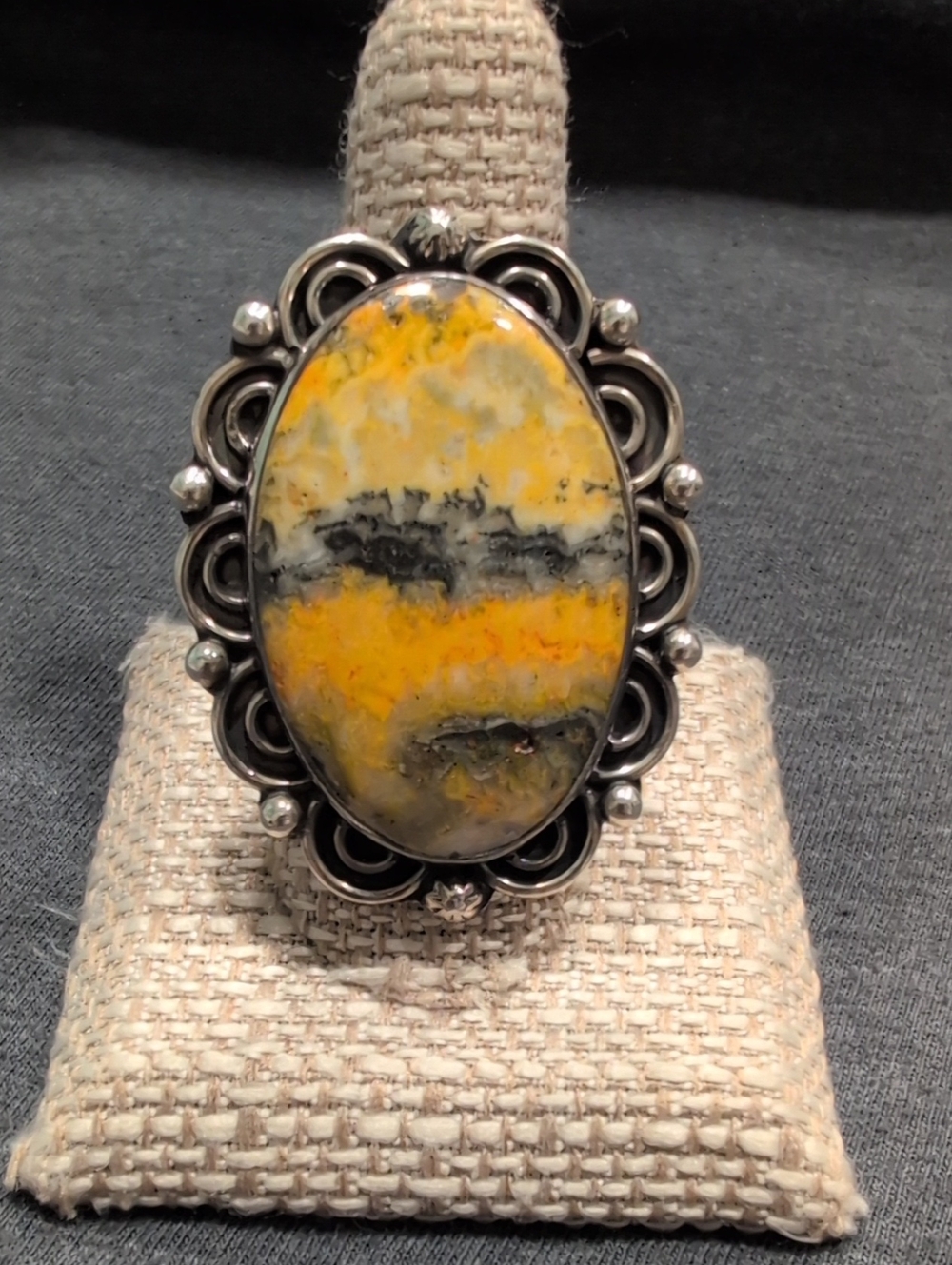 Sterling Silver Yellow Bumblebee Jasper Statement Ring